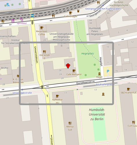 Grafik: Openstreetmap.de - Dorotheenstraße 24, 10117 Berlin Grafik: Openstreetmap.de - Dorotheenstraße 24, 10117 Berlin